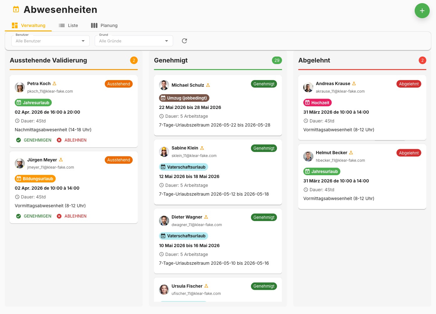 Abwesenheitsverwaltung