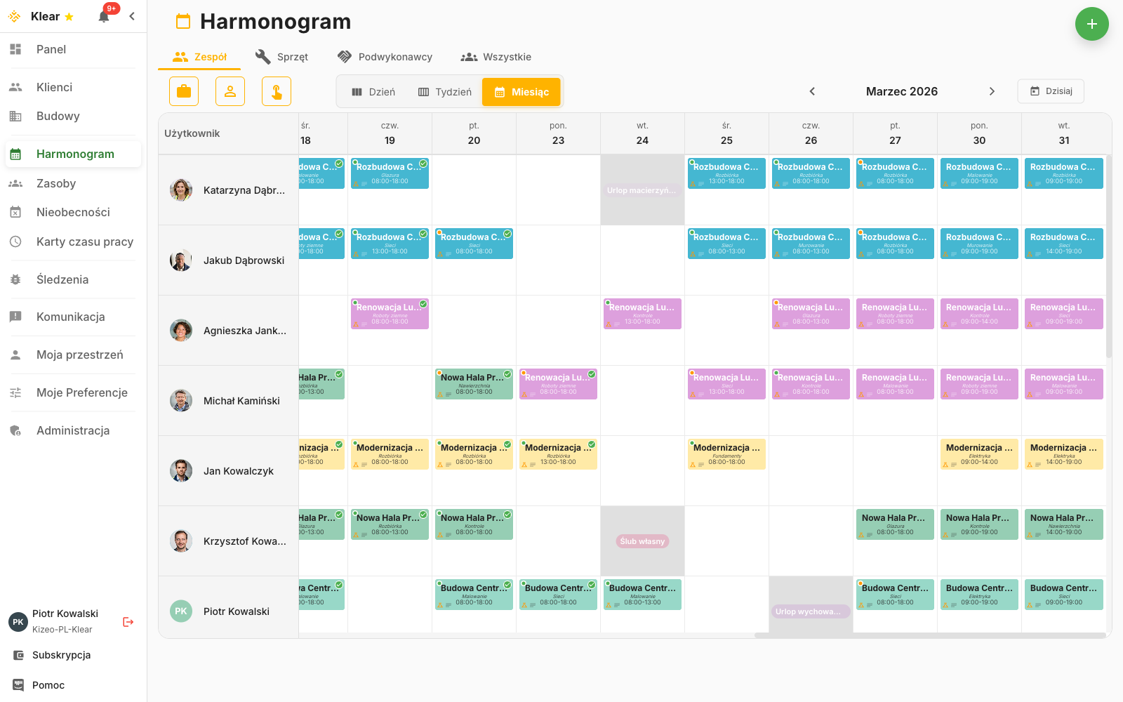 Klear Planning Interface